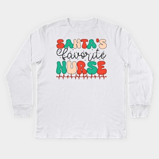 Santa's Favorite Nurse Kids Long Sleeve T-Shirt